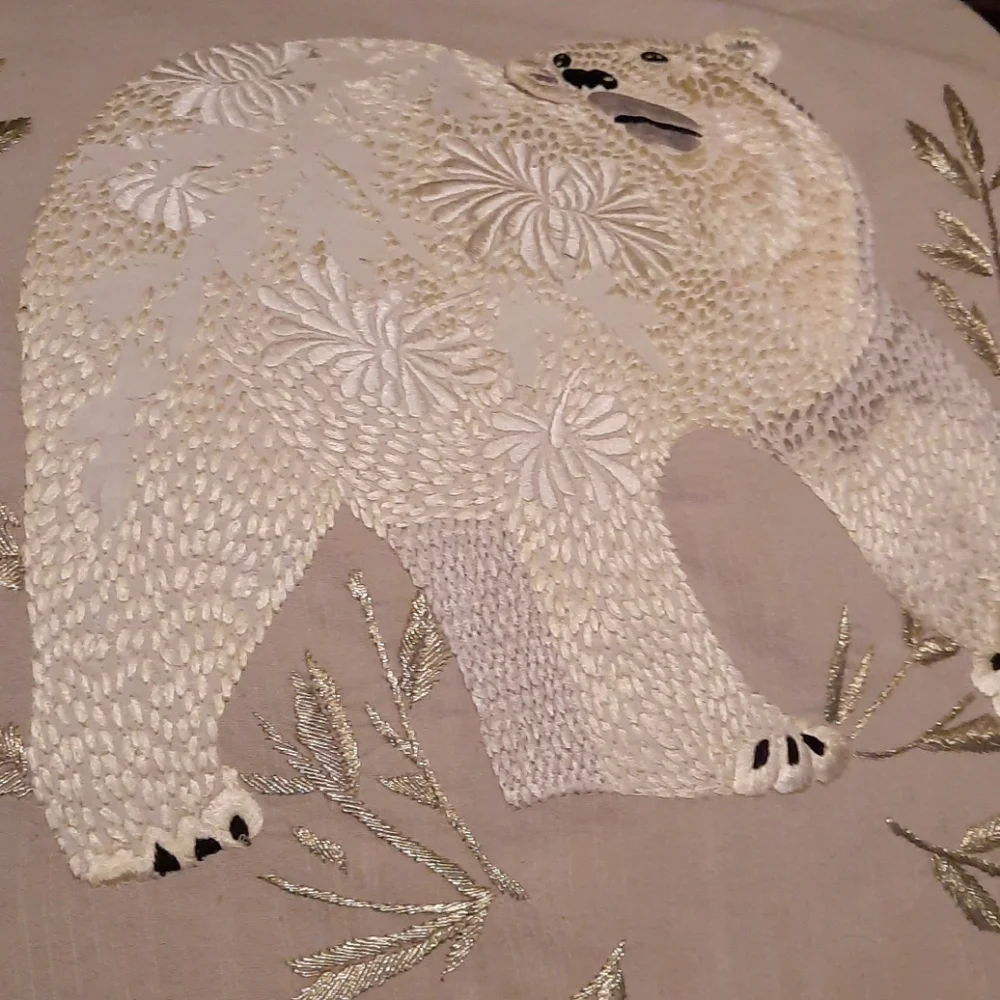 Karen Nicol Embroidered Wintertime Pillow - Picture 5 of 7